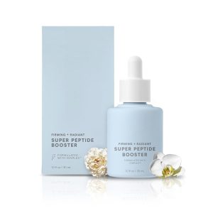 Super Peptide Booster Face Serum - Skin Firming Peptide Serum for Fine Lines and Wrinkles - IonPlex Skin Care to Smooth, Hydrate & Enhance your NuFACE Microcurrent Facial Device Results (1 oz)