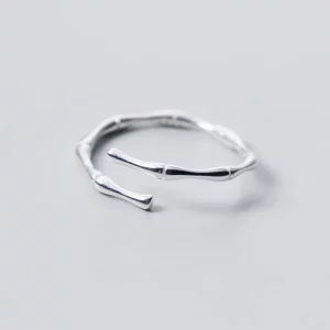 925 Sterling Silver Bamboo Knot Opening Ring For Women Party Cute Fine Jewelry Minimalist Accessories 2019 Gift